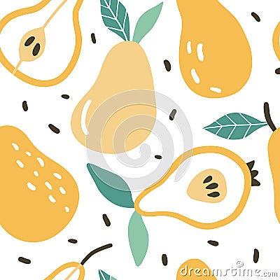 Doodle pear vector seamless pattern Vector Illustration